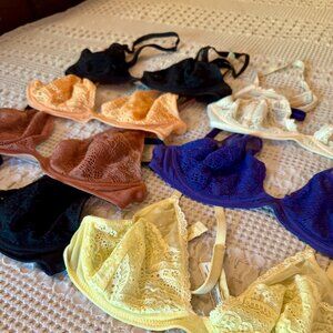 Lot of 7 Free People Lace Triangle Bras, 34C, EUC